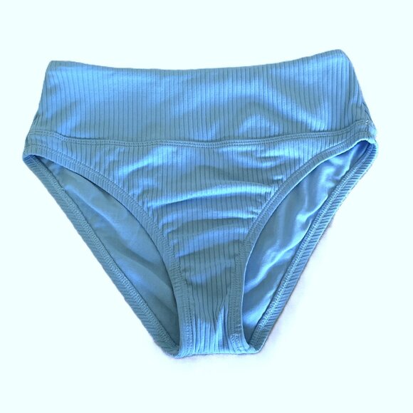 Next Bikini Bottom Swimwear High Waistband Blue Ribbed Women’s Extra Small XS - Picture 1 of 9